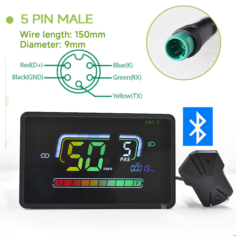 H6C-2Bluetooth Lcd Cycling Computer UART2 24/36/48/60V Single Motor