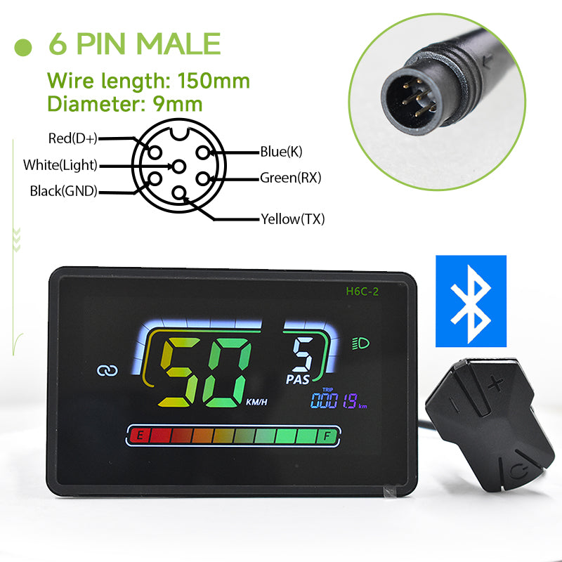 H6C-2Bluetooth Lcd Cycling Computer UART2 24/36/48/60V Single Motor