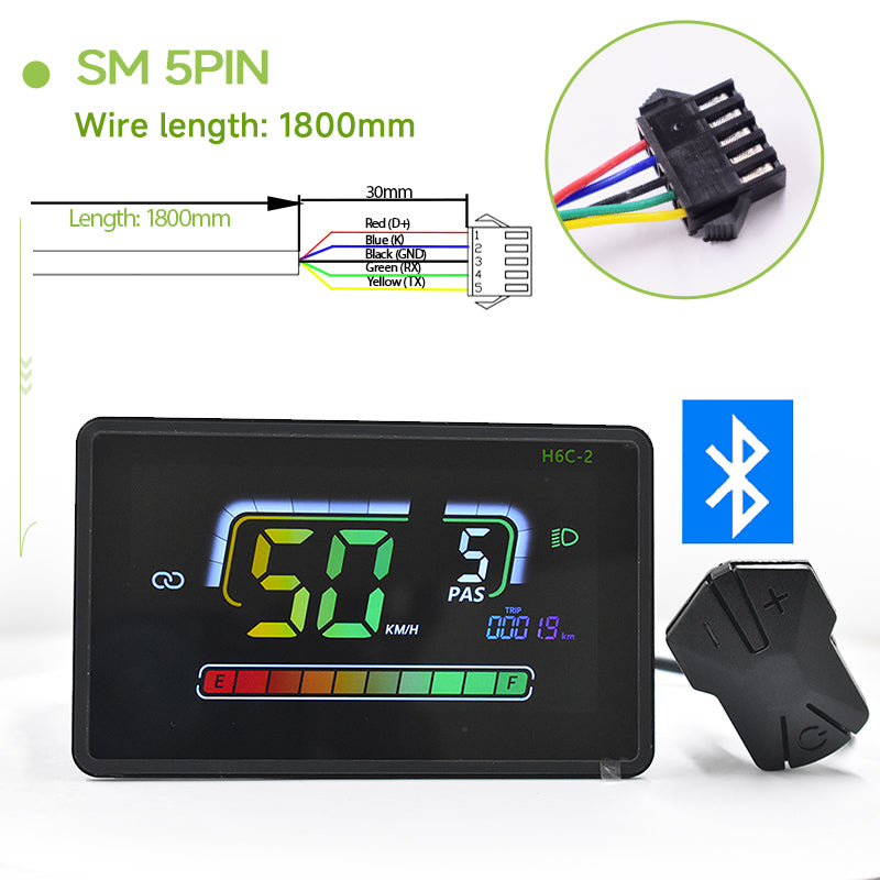H6C-2Bluetooth Lcd Cycling Computer UART2 24/36/48/60V Single Motor