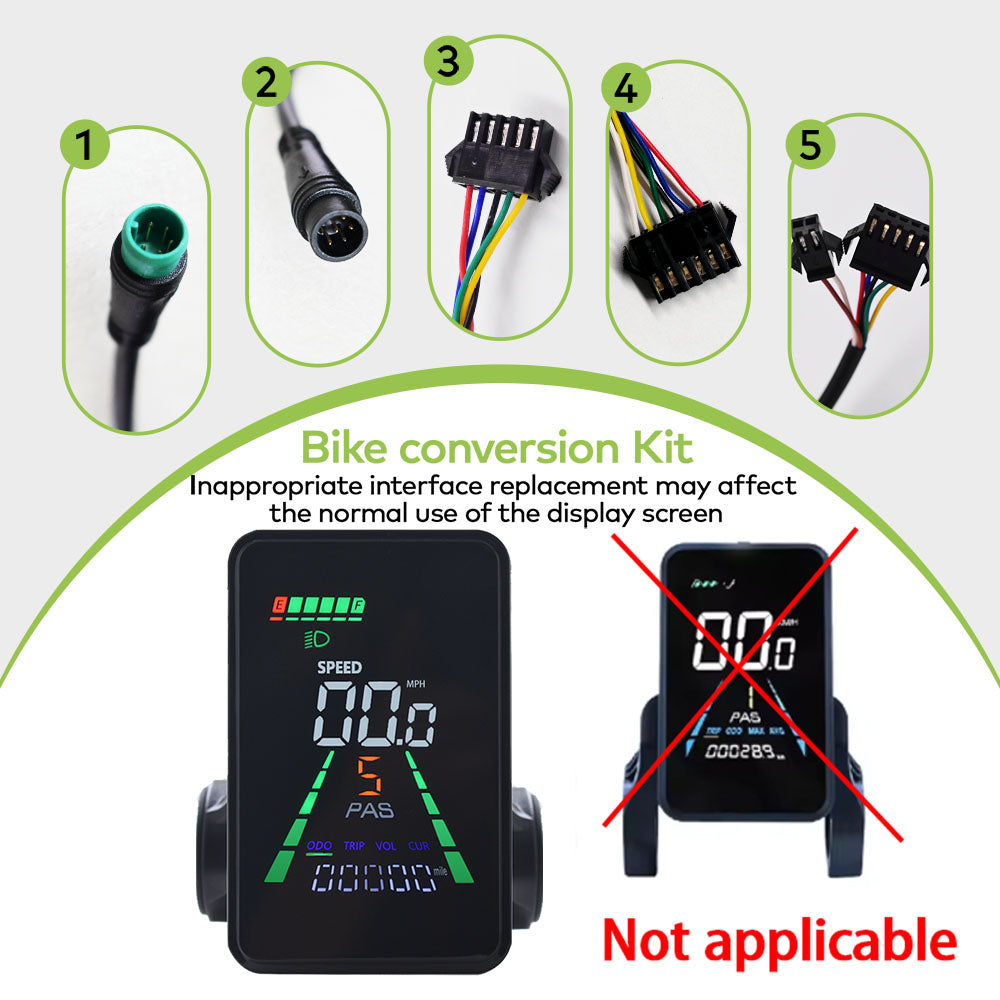 L5【UART2】EBike Display Screen Meter Fatbike Computer 24/36/48/60V Single motor