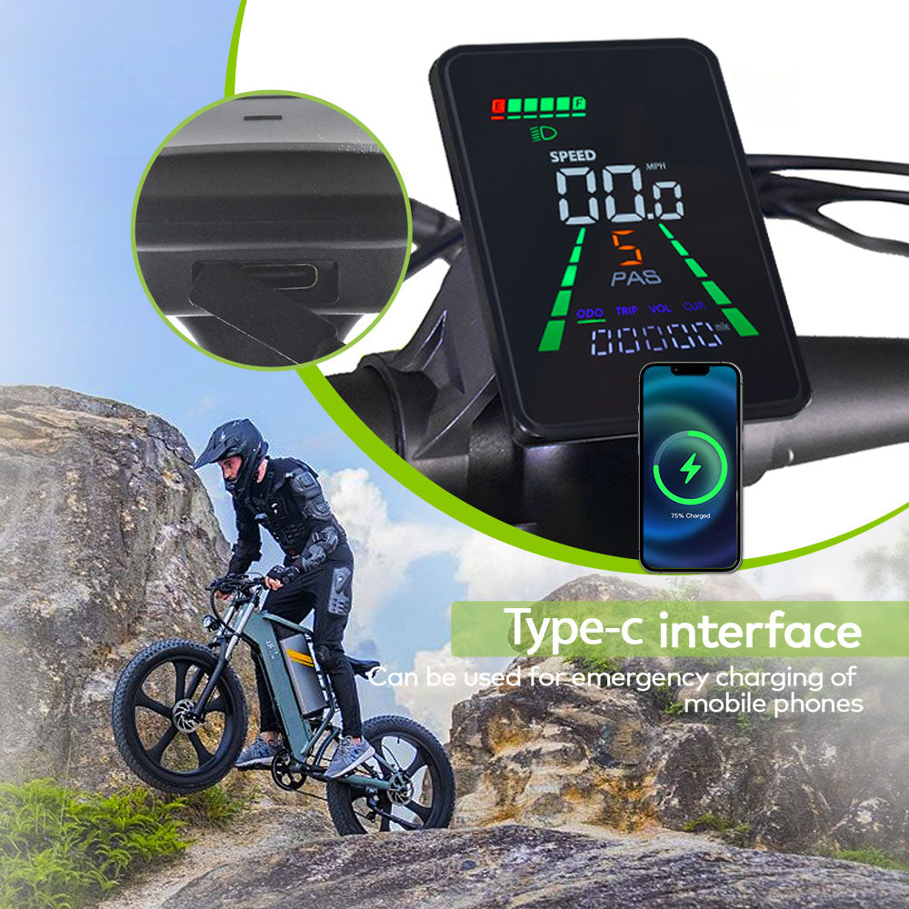 L5【UART2】EBike Display Screen Meter Fatbike Computer 24/36/48/60V Single motor