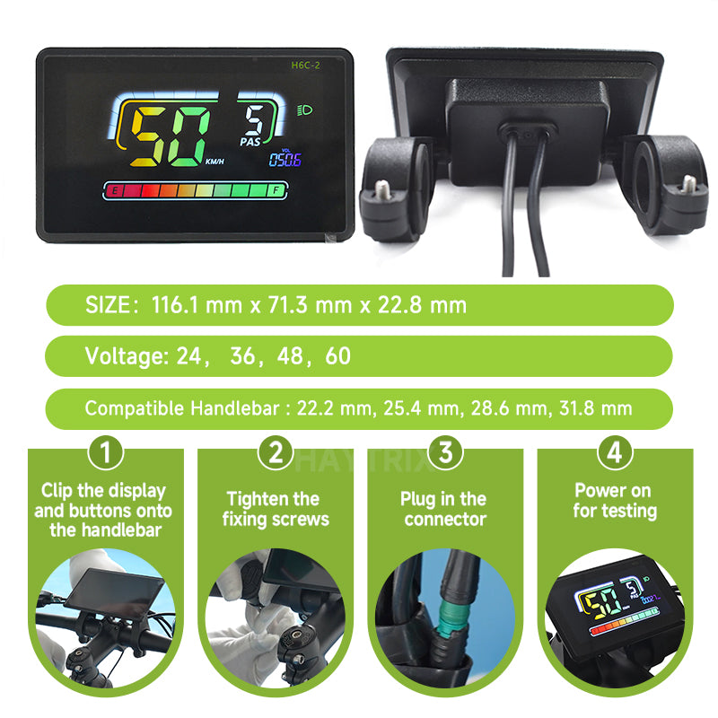 H6C-2Bluetooth Lcd Cycling Computer UART2 24/36/48/60V Single Motor