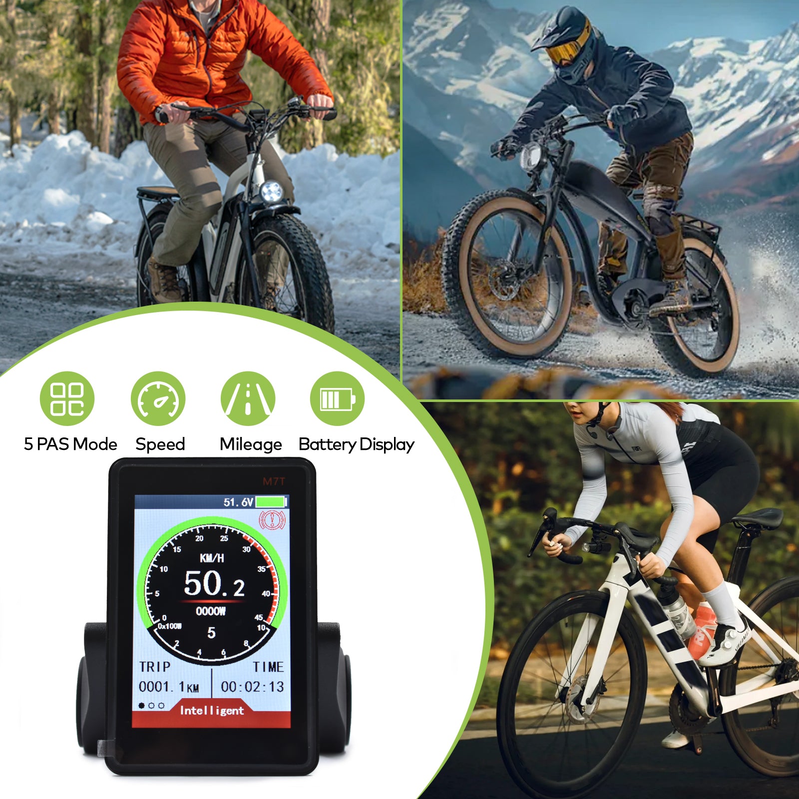 M7T 【UART2】 EBike Display Mtb Bike Accessories 24/36/48/60V Single motor
