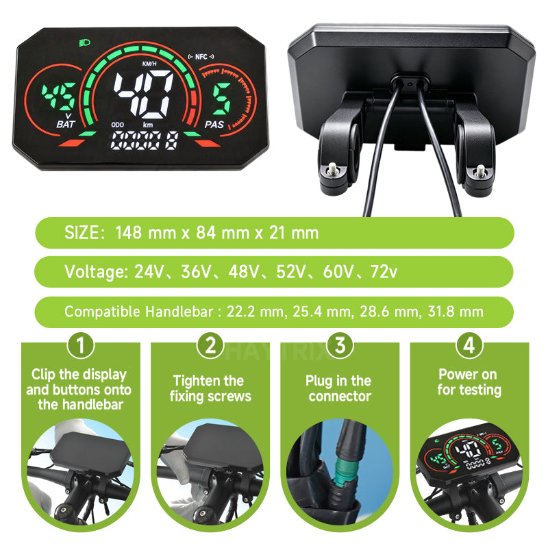 L6 UART2 Ebike LCD Display Speedometer IP67 | HAYTRIX