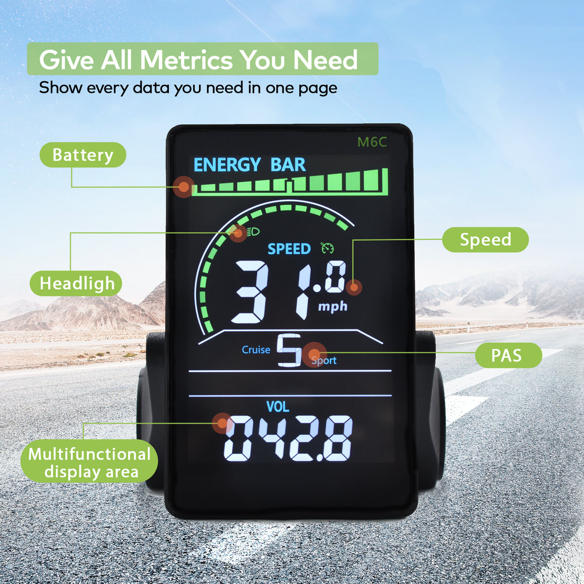M6C UART2 Ebike Display Waterproof Speedometer | HAYTRIX