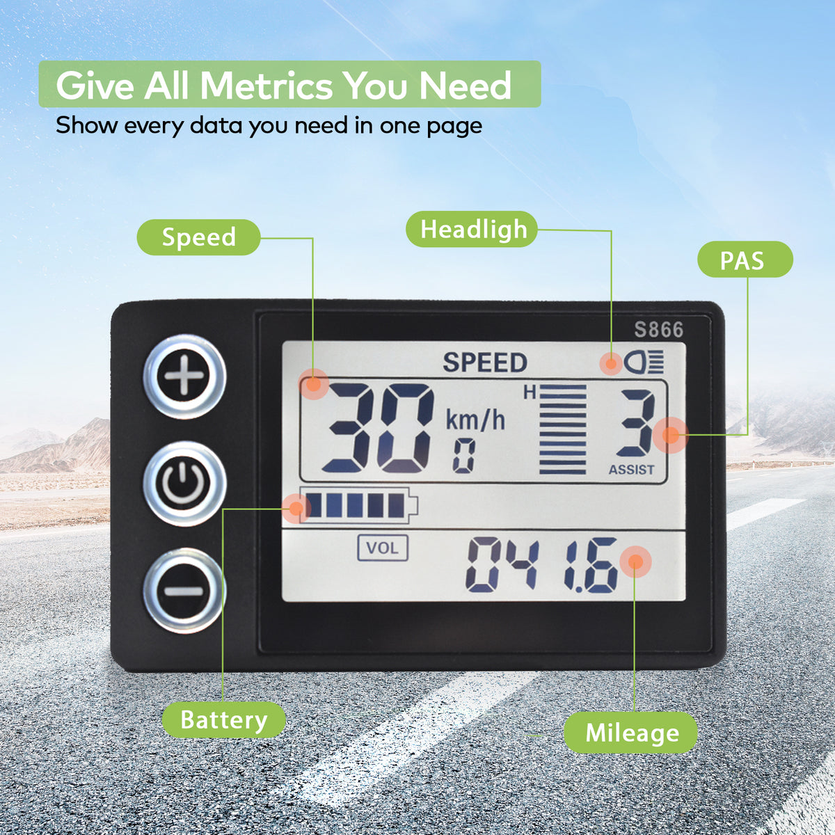 S866 UART2 Ebike Display Scooter Speedometer IP65 | HAYTRIX