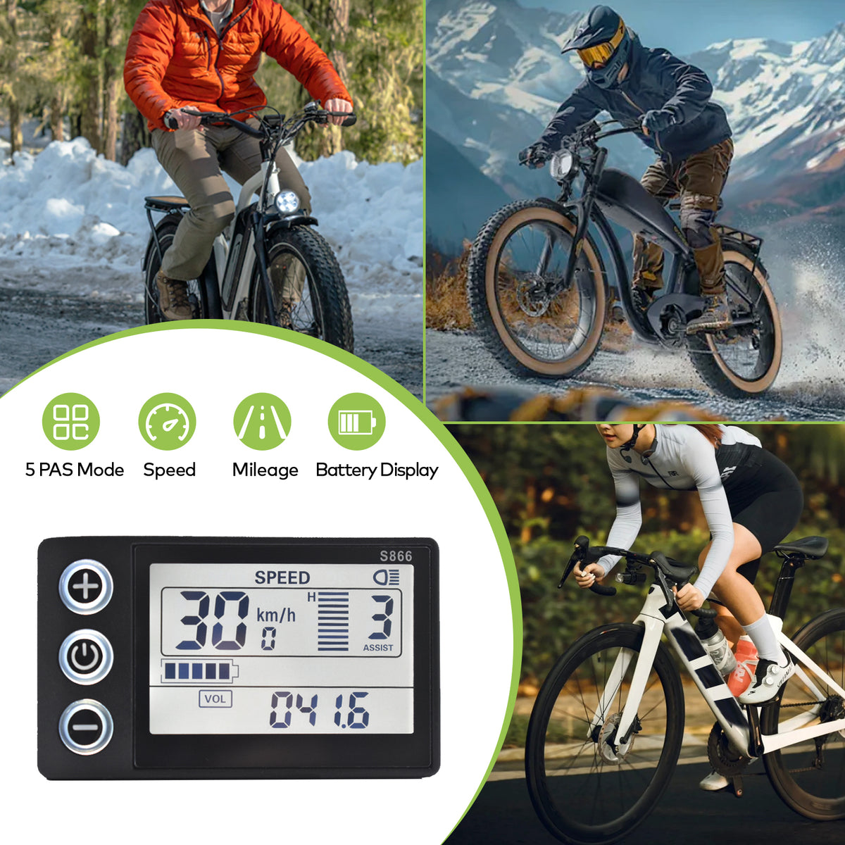 S866 UART2 Ebike Display Scooter Speedometer IP65 | HAYTRIX