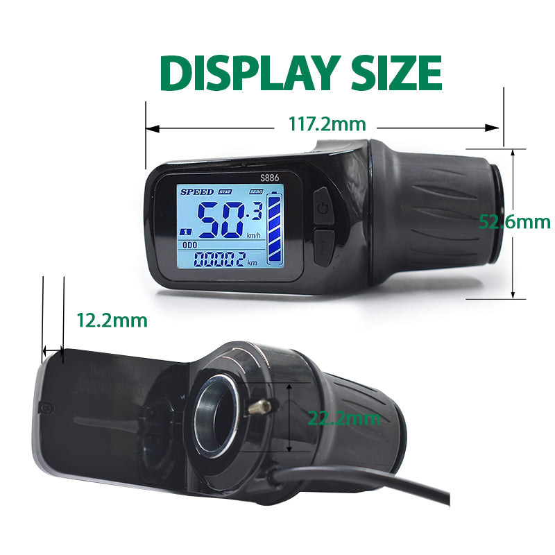 S886 UART2 Twist Throttle Ebike Display IP65 | HAYTRIX