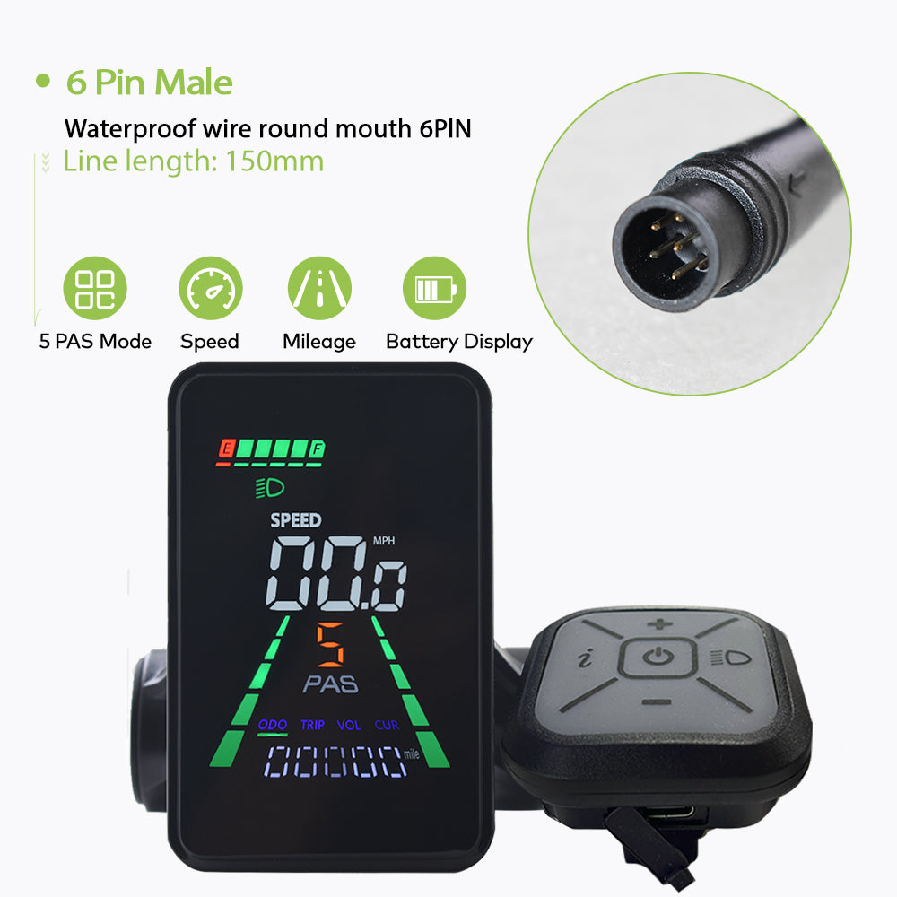 L5【UART2】EBike Display Screen Meter Fatbike Computer 24/36/48/60V Single motor
