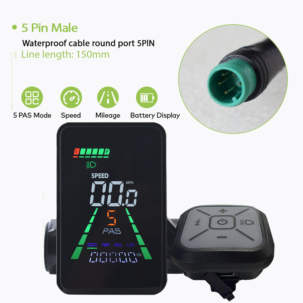 L5【UART2】EBike Display Screen Meter Fatbike Computer 24/36/48/60V Single motor
